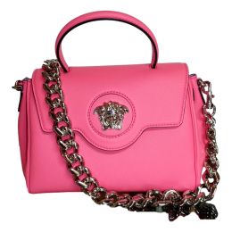 Versace "La Medusa" Vitello Grained Pebbled Leather Handbag