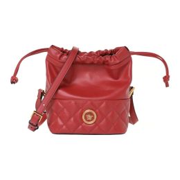 Versace "Medusa" Drawstring Bucket Bag in Quilted Calf Leather
