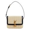 Saint Laurent YSL "Solferino" Quilted Suede Shoulder Bag - Ivory