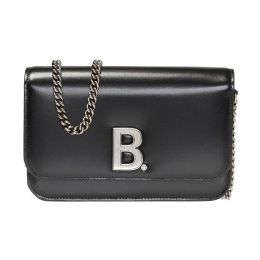 Balenciaga "B" Wallet on Chain in Premium Quality Calf Leather (Please choose color: Classic Black)