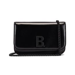 Balenciaga "B" Wallet on Chain in Premium Quality Calf Leather (Please choose color: Shiny Black)
