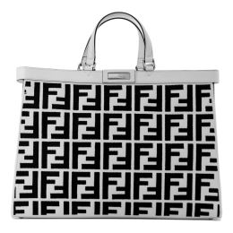 Fendi “FF” Canvas/Calf Leather Trim X-Large Tote Bags (Please choose color: Classic Black & White)