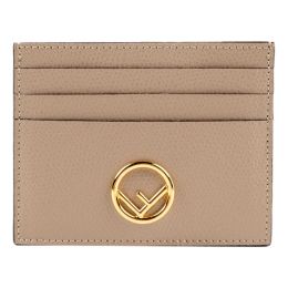 Fendi “F” Logo Pocket-Size Card Case/Wallet in Calf Leather (Please choose color: Beige)