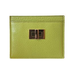 Fendi “Peekaboo” Vitello Grained Calf Leather Card Case Wallet (Please choose color: Kiwi Green)