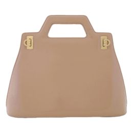 Ferragamo “Wanda” Top Handle Handbag in Patent Leather (Please choose color: Beige)
