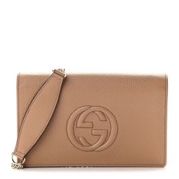 Gucci “Soho” Wallet/Crossbody Bag in Textured Calf Leather (Please choose color: Camelia Beige)