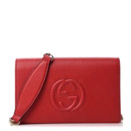 Gucci “Soho” Wallet/Crossbody Bag in Textured Calf Leather (Please choose color: Red)