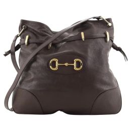 Gucci "1955 Morsetto Horse Bit" Drawstring Bucket Bag (Please choose color: Brown)