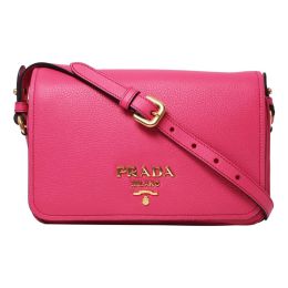 Prada Flap Crossbody Bag in Posh Vitello Phenix Calf Leather (Please choose color: Peonia Pink)