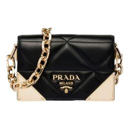 Prada Shoulder Bag in Quilted Napa Calf Leather (Please choose color: Classic Black)