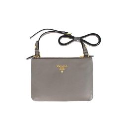 Prada Crossbody Bag in Supple Vitello Phenix Calf Leather (Please choose color: Gray or Grey)