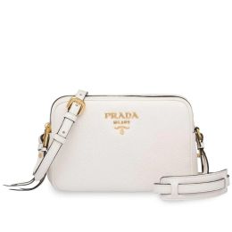 Prada Crossbody Bag in Vitello Phenix Grain Calf Leather (Please choose color: Bianco White)