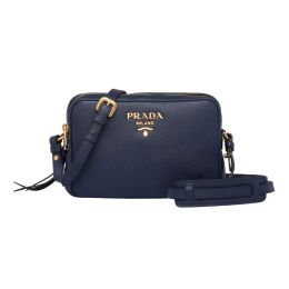 Prada Crossbody Bag in Vitello Phenix Grain Calf Leather (Please choose color: Baltico Blue)