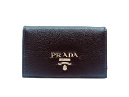 Prada Women's Card Case/Wallet in Vitello Grain Calf Leather (Please choose color: Classic Black)