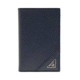 Prada Vertical Bifold Wallet in Vitello Micro Grained Calf Leather (Please choose color: Baltico Blue)