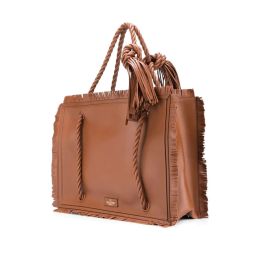 Valentino Garavani "The Rope" Fringe Vitello Leather Tote Bag (Please choose color: Brown)