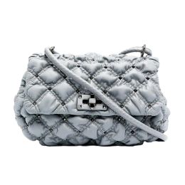 Valentino Garavani "Spike Me" Medium Leather Crossbody Bag (Please choose color: Gray or Grey)