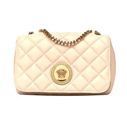 Versace "Medusa" Quilted Napa Calf Leather Crossbody Bag (Please choose color: Beige)