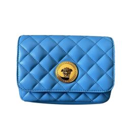 Versace "Medusa" Quilted Napa Calf Leather Crossbody Bag (Please choose color: Blue)